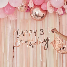 Load image into Gallery viewer, CUSTOMISABLE MILESTONE ROSE GOLD BIRTHDAY BANNER