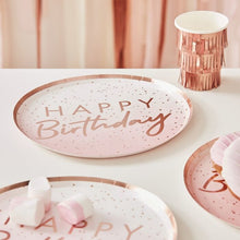 Load image into Gallery viewer, ROSE GOLD OMBRE PAPER HAPPY BIRTHDAY PLATES